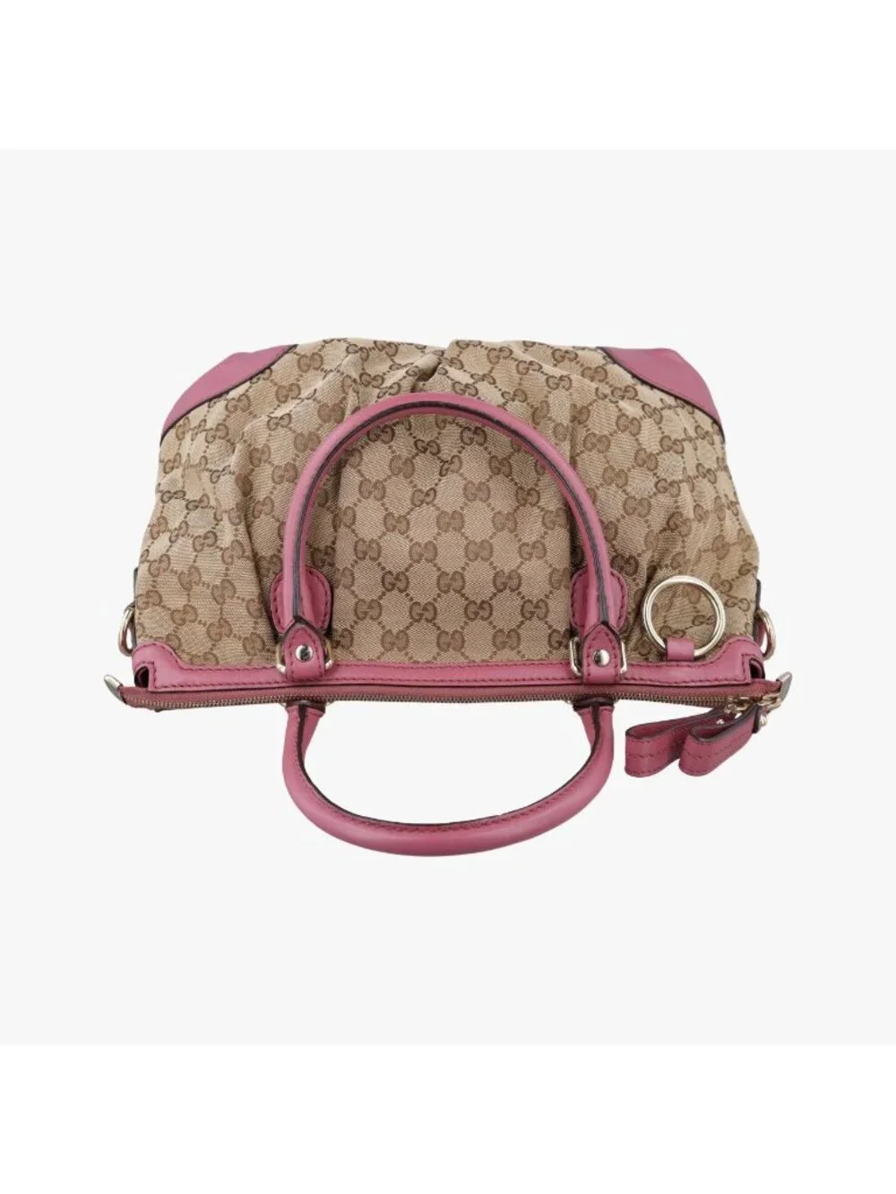 Gucci Sukey Beige Pink Canvas Leather Shoulder Bag